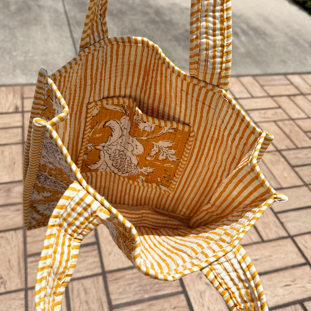 Cotton Tote Bag  Handmade Patchwork Indian Block Print (Medium Size)